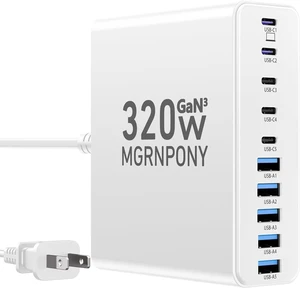 320W USB C Charger Block 10-Port USB C Charging Station GaN III PD 65W Laptop Fast Charger Adapter for MacBook Pro/Air iPad iPhone Galaxy White 320W USB C Charger Block 10-Port USB C Charging Station GaN III PD 65W Laptop Fast Charger Adapter for MacBook Pro/Air iPad iPhone Galaxy White