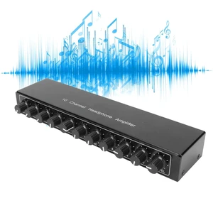 Stereo Headphone Amplifier, 3.5 mm Input 1 in 10 Out Channel Headphone Amplifier, Stereo Audio Amp with 12V 1A Power Adapter, Audio Music Distributor Headphone Splitter for Studio and Stage(US) Stereo Headphone Amplifier, 3.5 mm Input 1 in 10 Out Channel Headphone Amplifier, Stereo Audio Amp with 12V 1A Power Adapter, Audio Music Distributor Headphone Splitter for Studio and Stage(US)