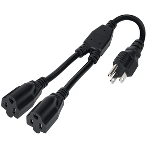 3-Prong Y Splitter Power Extension Cord 1 FT, Straight Plug 1 to 2 Way Outlet Space Saver, Heavy Duty Weatherproof SJTW, 16AWG 13A, 5-15P Cable Extender for Indoor Outdoor-UL 3-Prong Y Splitter Power Extension Cord 1 FT, Straight Plug 1 to 2 Way Outlet Space Saver, Heavy Duty Weatherproof SJTW, 16AWG 13A, 5-15P Cable Extender for Indoor Outdoor-UL