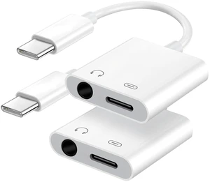 USB C to 3.5mm Headphone Jack and Charger Adapter, 2-in-1 Audio & Fast Charging Splitter for Apple iPhone 17/16/15/Pro/Pro Max, iPad, Samsung, Pixel, and More 2Pack USB C to 3.5mm Headphone Jack and Charger Adapter, 2-in-1 Audio & Fast Charging Splitter for Apple iPhone 17/16/15/Pro/Pro Max, iPad, Samsung, Pixel, and More 2Pack