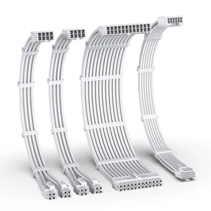 EZDIY-FAB 12VHPWR PSU Cable Extension Kit for RTX 50/40 Series,16AWG PCIE 5.0 Power Supply Cable Extension- 1x 24 Pin ATX /2X 8Pin (4+4) EPS / 1x12+4 Pin GPU,Sleeve Cable 300MM with Combs-All White EZDIY-FAB 12VHPWR PSU Cable Extension Kit for RTX 50/40 Series,16AWG PCIE 5.0 Power Supply Cable Extension- 1x 24 Pin ATX /2X 8Pin (4+4) EPS / 1x12+4 Pin GPU,Sleeve Cable 300MM with Combs-All White