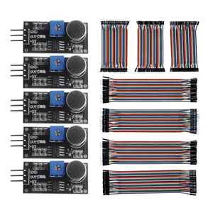5PCS Microphone Sensor High Sensitivity Sound Detection Module LM393 with 240pcs Breadboard Jumper Wires 20cm 10cm 5PCS Microphone Sensor High Sensitivity Sound Detection Module LM393 with 240pcs Breadboard Jumper Wires 20cm 10cm