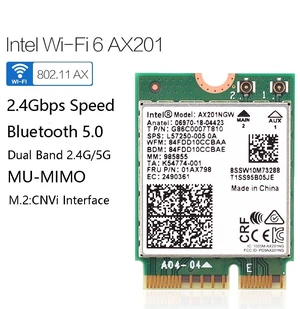 Dual Band 2400Mbps Wireless Intel Wi-Fi 6 AX201 Bluetooth 5.0 NGFF Key E CNVi Wifi Card AX201NGW 2.4Ghz/5Ghz 802.11ac/ax,For Wi-Fi 6 Intel AX201NGW NGFF With M.2 Key E CNVI 802.11ax BT5.0 For Win10 Dual Band 2400Mbps Wireless Intel Wi-Fi 6 AX201 Bluetooth 5.0 NGFF Key E CNVi Wifi Card AX201NGW 2.4Ghz/5Ghz 802.11ac/ax,For Wi-Fi 6 Intel AX201NGW NGFF With M.2 Key E CNVI 802.11ax BT5.0 For Win10