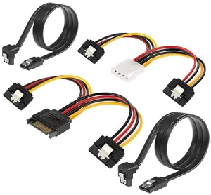 4PCS SATA Cable SATA Power Splitter Cable and SATA Data Cable 4Pin to 2x15 Pin SATA Power Cable SATA III Cable 6.0 Gbps SATA 3.0 Cable 4PCS SATA Cable SATA Power Splitter Cable and SATA Data Cable 4Pin to 2x15 Pin SATA Power Cable SATA III Cable 6.0 Gbps SATA 3.0 Cable