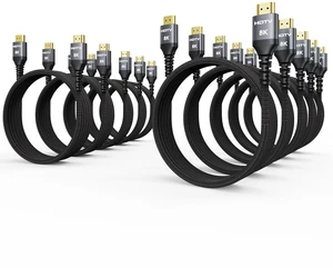 8K HDMI Cable 6FT 10-Pack, High Speed 48Gbps HDMI 2.1 Cord, Support 8K@60Hz & 4K@120Hz, HDR10+, SBTM, 12bit, 3D, eARC, Dolby Atmos, DTS:X, HDCP 2.3 for TV, Monitor, Apple TV, Roku, Soundbar, PS5, Xbox 8K HDMI Cable 6FT 10-Pack, High Speed 48Gbps HDMI 2.1 Cord, Support 8K@60Hz & 4K@120Hz, HDR10+, SBTM, 12bit, 3D, eARC, Dolby Atmos, DTS:X, HDCP 2.3 for TV, Monitor, Apple TV, Roku, Soundbar, PS5, Xbox