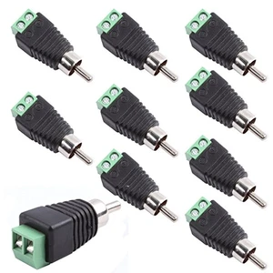 RCA Male Plug to AV Screw Terminal Audio/Video Connector 10-Pack RCA Plugs for Speaker Wire Solderless Phono RCA Adapter RCA Male Plug to AV Screw Terminal Audio/Video Connector 10-Pack RCA Plugs for Speaker Wire Solderless Phono RCA Adapter