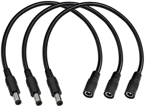 5.5mm x 2.1mm 12V DC Power Cable 3-Pack,DC5521 Male to Female Extension Cable 18AWG for CCTV Surveillance Camera,LED Strip,Solar Panels and Power Adapters1FT 5.5mm x 2.1mm 12V DC Power Cable 3-Pack,DC5521 Male to Female Extension Cable 18AWG for CCTV Surveillance Camera,LED Strip,Solar Panels and Power Adapters1FT