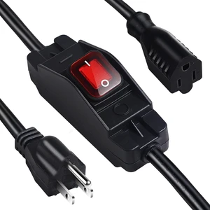 Outdoor Waterproof On/Off Switch Extension Cord, Heavy Duty 125v/250v Black SJTW Cord (1.5 Ft, Black) Outdoor Waterproof On/Off Switch Extension Cord, Heavy Duty 125v/250v Black SJTW Cord (1.5 Ft, Black)
