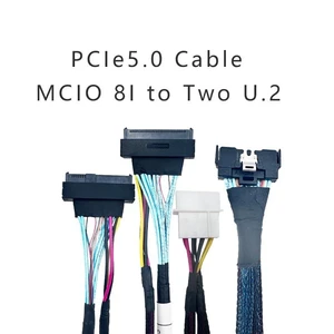 Amphenol MCIO 8X STR to 2* U.2(SFF 8639) Cable 0.75M Amphenol MCIO 8X STR to 2* U.2(SFF 8639) Cable 0.75M