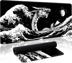Japanese Wave Dragon Gaming Mouse Pad Large Desk Mat Black Extended Keyboard Mouse Pad Gaming Mousepad with Non-Slip Base Stitched Edge Mouse Mat Desk Pad 31.5 X 11.8 Mouse Pads for Desk Home Office Japanese Wave Dragon Gaming Mouse Pad Large Desk Mat Black Extended Keyboard Mouse Pad Gaming Mousepad with Non-Slip Base Stitched Edge Mouse Mat Desk Pad 31.5 X 11.8 Mouse Pads for Desk Home Office