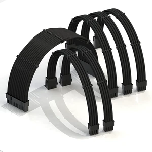 LINKUP - 50cm PSU Cable Extension Sleeved Custom Mod GPU PC Braided w/Comb Kit - Compatible with RTX30901 x 24 P (20+4)2 x 8 P (4+4) CPU3 x 8 P (6+2) GPU Set500mm - Black LINKUP - 50cm PSU Cable Extension Sleeved Custom Mod GPU PC Braided w/Comb Kit - Compatible with RTX30901 x 24 P (20+4)2 x 8 P (4+4) CPU3 x 8 P (6+2) GPU Set500mm - Black