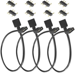 ARGB Extension Cable 4PCS Set, 5V 3-Pin Addressable RGB Female to Female Cable for PC Fans, LED Lights ARGB Extension Cable 4PCS Set, 5V 3-Pin Addressable RGB Female to Female Cable for PC Fans, LED Lights
