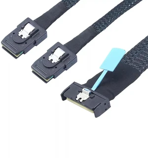 PCI-E 5.0 MCIO 8X 74P to 2X 36P Mini SAS SFF-8087 Extension Cable for Servers 50CM PCI-E 5.0 MCIO 8X 74P to 2X 36P Mini SAS SFF-8087 Extension Cable for Servers 50CM