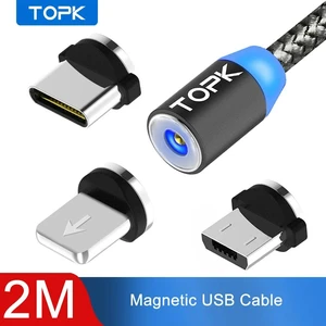 AM17 2M LED Magnetic USB Cable for iPhone Xs Max Micro USB Type C Cable Braided Phone Cable Magnet Charging Wire AM17 2M LED Magnetic USB Cable for iPhone Xs Max Micro USB Type C Cable Braided Phone Cable Magnet Charging Wire