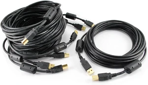 CablesOnline 20 Feet Hi-Speed USB 2.0 A-Male to B-Male Cable with Two Ferrite Cores, 20-AWG, Gold Plated, Black (5 Pack) (USB2-AB20K-5) CablesOnline 20 Feet Hi-Speed USB 2.0 A-Male to B-Male Cable with Two Ferrite Cores, 20-AWG, Gold Plated, Black (5 Pack) (USB2-AB20K-5)
