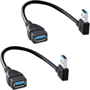 SuperSpeed USB 3.0 Male to Female Extension Data Cable Left and Right Angle 2PCS (20CM 8IN) SuperSpeed USB 3.0 Male to Female Extension Data Cable Left and Right Angle 2PCS (20CM 8IN)