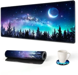 Extended Gaming Mouse Pad XL Large Keyboard Mouse Mat Desk Pad with Stitched Edges Durable Non-Slip Base Mousepad for Home Office Work 35x15.7inch Forest Moon Sky Extended Gaming Mouse Pad XL Large Keyboard Mouse Mat Desk Pad with Stitched Edges Durable Non-Slip Base Mousepad for Home Office Work 35x15.7inch Forest Moon Sky