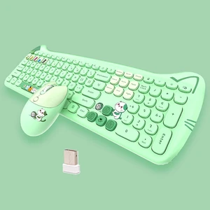 Cute Cat 2.4G USB Wireless Keyboard and Mouse Combo, Silent Keys, Candy Colors, Compatible with Notebook, PC (Green-110Keys) Cute Cat 2.4G USB Wireless Keyboard and Mouse Combo, Silent Keys, Candy Colors, Compatible with Notebook, PC (Green-110Keys)