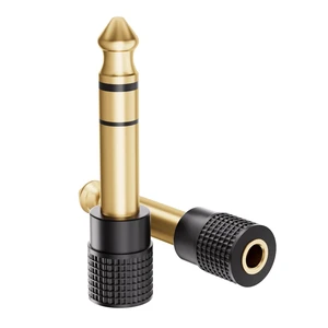 6.35mm 1/4 Male to 3.5mm 1/8 Female Audio Adapter, Gold-Plated TRS Stereo Jack, Solid Brass Housing, for Headphones, Guitar, Mixer, Amp, Keyboard, 2 Pack 6.35mm 1/4 Male to 3.5mm 1/8 Female Audio Adapter, Gold-Plated TRS Stereo Jack, Solid Brass Housing, for Headphones, Guitar, Mixer, Amp, Keyboard, 2 Pack