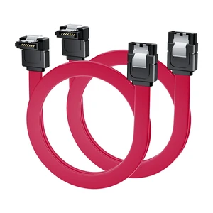 SATA Cable III Right Angle to Straight 2-Pack, Short Red SATA Data Cables 90 Degree 6Gbps Tangle-Free 1.3ft SATA Cable 7pin with Locking Latch for Hard Drive SSD HDD CD Driver CD Writer SATA Cable III Right Angle to Straight 2-Pack, Short Red SATA Data Cables 90 Degree 6Gbps Tangle-Free 1.3ft SATA Cable 7pin with Locking Latch for Hard Drive SSD HDD CD Driver CD Writer