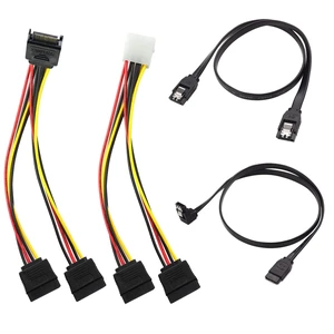SATA Data Cable & 15 Pin Power Splitter Cable (4 Pack) - 6.0 Gbps High-Speed Data Transfer, Compatible with SATA Hard Drives, SSDs, Optical Drives - All-in-One Storage Expansion Cable Kit SATA Data Cable & 15 Pin Power Splitter Cable (4 Pack) - 6.0 Gbps High-Speed Data Transfer, Compatible with SATA Hard Drives, SSDs, Optical Drives - All-in-One Storage Expansion Cable Kit