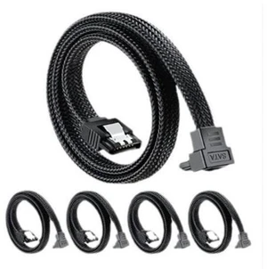 5-Pack SATA cable, SATA 3.0 braided straight-to-angled data cable, SATA 3.0 solid-state drive data cable, SATA cable 0.5M 5-Pack SATA cable, SATA 3.0 braided straight-to-angled data cable, SATA 3.0 solid-state drive data cable, SATA cable 0.5M