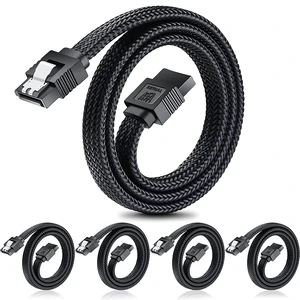 SATA III Cable, 6Gbps Straight HDD SDD Data Cable, SATA 3.0 Nylon Braided Cable with Locking Latch for SATA HDD, SSD, CD Driver, CD Writer(20 Inch, Black,5 Pack) SATA III Cable, 6Gbps Straight HDD SDD Data Cable, SATA 3.0 Nylon Braided Cable with Locking Latch for SATA HDD, SSD, CD Driver, CD Writer(20 Inch, Black,5 Pack)