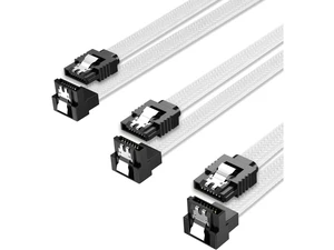 3PACK SATA Cable III 3 Pack 90 Degree Straight to Right Angle 6Gbps HDD SDD SATA Data Cable with Locking Latch 50cm 18 Inch for SATA HDD, SSD, CD Driver, CD Writer, White 3PACK SATA Cable III 3 Pack 90 Degree Straight to Right Angle 6Gbps HDD SDD SATA Data Cable with Locking Latch 50cm 18 Inch for SATA HDD, SSD, CD Driver, CD Writer, White