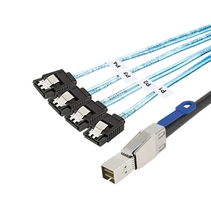 CableCreation SFF-8644 to 4 Sata 7 Pin Cable, External Mini SAS HD SFF-8644 to 4 Port SATA Cable, Hard Disk Data Server Raid Cable 1 Meter/ 3.3 FT CableCreation SFF-8644 to 4 Sata 7 Pin Cable, External Mini SAS HD SFF-8644 to 4 Port SATA Cable, Hard Disk Data Server Raid Cable 1 Meter/ 3.3 FT