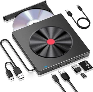 Multifunctional External CD DVD Drive, CD Drive USB 3.0 Type C Portable CD/DVD ROM +/-RW Burner Rewriter with SD TF Slot & USB Ports, Slim DVD Player for Laptop Desktop PC Mac-Book Windows Linux MacOS Multifunctional External CD DVD Drive, CD Drive USB 3.0 Type C Portable CD/DVD ROM +/-RW Burner Rewriter with SD TF Slot & USB Ports, Slim DVD Player for Laptop Desktop PC Mac-Book Windows Linux MacOS