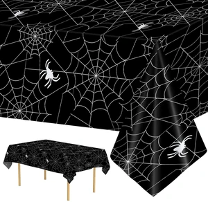 2 Pcs Halloween Tablecloth - Plastic Halloweens Spider Webs Table Cloth, Black Disposable Rectangle Spiderweb Table Cover for Halloween Party Decorations Supplies Favors Tables Decor, 108 x 54 Inch 2 Pcs Halloween Tablecloth - Plastic Halloweens Spider Webs Table Cloth, Black Disposable Rectangle Spiderweb Table Cover for Halloween Party Decorations Supplies Favors Tables Decor, 108 x 54 Inch