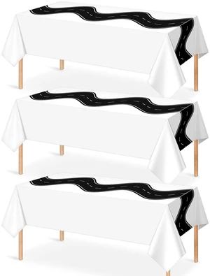 3 Pcs Racing Car Table Cloths Party Decorations, Disposable White Black Racetrack Table Covers Road Tablecloth for Car Theme Birthday Party Supplies, 54x108 Inches 3 Pcs Racing Car Table Cloths Party Decorations, Disposable White Black Racetrack Table Covers Road Tablecloth for Car Theme Birthday Party Supplies, 54x108 Inches