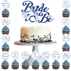 Bridal Shower Cupcake Toppers - 25 Pcs Something Blue Before I Do | Bachelorette Bride To Be Engagement Wedding Party Decorations Supplies, and White Floral Flower Table Decor Topper Bridal Shower Cupcake Toppers - 25 Pcs Something Blue Before I Do | Bachelorette Bride To Be Engagement Wedding Party Decorations Supplies, and White Floral Flower Table Decor Topper