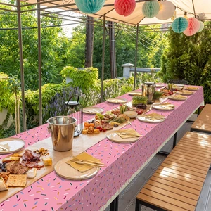 3Pcs 54 * 108 Inch Ice Cream Sprinkle Donut Tablecloth | Ice Cream Table Cloth Disposable Plastic Rectangle Table Covers for Baby Girl Sweet One Birthday Donut Party Decorations 3Pcs 54 * 108 Inch Ice Cream Sprinkle Donut Tablecloth | Ice Cream Table Cloth Disposable Plastic Rectangle Table Covers for Baby Girl Sweet One Birthday Donut Party Decorations