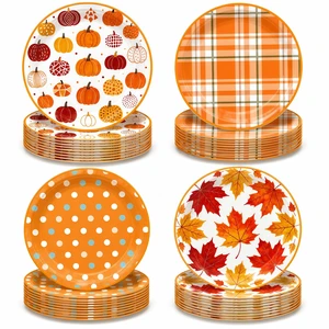 48 Pcs Fall Paper Plates 7 inch, Pumpkin Maple Leaf Dot Gingham Party Plates Disposable Cake Dessert Plate for Autumn Harvest Theme Thanksgiving Party Decorations (Fall) 48 Pcs Fall Paper Plates 7 inch, Pumpkin Maple Leaf Dot Gingham Party Plates Disposable Cake Dessert Plate for Autumn Harvest Theme Thanksgiving Party Decorations (Fall)