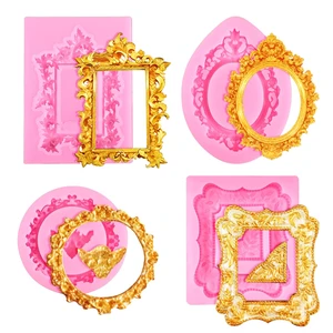 4 Pcs Photo Frame Silicone Molds, Baroque Style Air Dry Clay Molds, Mini Frame Molds Silicone for Cupcake Topper Cake Decoration Chocolate Candy Polymer Clay 4 Pcs Photo Frame Silicone Molds, Baroque Style Air Dry Clay Molds, Mini Frame Molds Silicone for Cupcake Topper Cake Decoration Chocolate Candy Polymer Clay