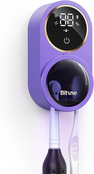 Toothbrush Holder for Bathroom Infrared Sensing Cleaner, Wall-Mounted for Any Size Toothbrushes, Air Drying, LED Smart Screen, Purple Toothbrush Holder for Bathroom Infrared Sensing Cleaner, Wall-Mounted for Any Size Toothbrushes, Air Drying, LED Smart Screen, Purple