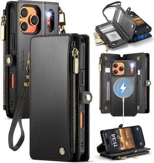 Magnetic MagSafe Wallet Case for iPhone 17 Pro Max 6.9", RFID Blocking Zipper & Card Holder for Women/Men, PU Leather Detachable Strap Case (Black) Magnetic MagSafe Wallet Case for iPhone 17 Pro Max 6.9", RFID Blocking Zipper & Card Holder for Women/Men, PU Leather Detachable Strap Case (Black)