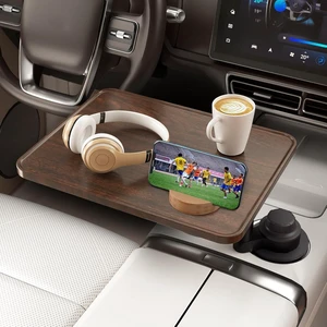 360° Rotating Car Tray Table & Laptop Desk with Phone Holder Wooden Cup-Holder Table, Car Laptop Mount & Food Tray Compatible with Tesla Model Y/3/S & Most Vehicles, Walnut 360° Rotating Car Tray Table & Laptop Desk with Phone Holder Wooden Cup-Holder Table, Car Laptop Mount & Food Tray Compatible with Tesla Model Y/3/S & Most Vehicles, Walnut