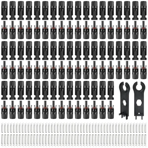 100 PCS MC4 Solar Panel Cable Connectors, 1000V 30A IP67 Waterproof Male/Female Plug with Spanners, for 14AWG-10AWG Solar Cables (50 Pairs) 100 PCS MC4 Solar Panel Cable Connectors, 1000V 30A IP67 Waterproof Male/Female Plug with Spanners, for 14AWG-10AWG Solar Cables (50 Pairs)
