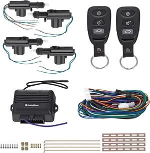 Keyless Entry System with Two 3-Button Remotes & 4 Door Actuators, Central Locking Power Lock Kit for Car, Auto, Truck Keyless Entry System with Two 3-Button Remotes & 4 Door Actuators, Central Locking Power Lock Kit for Car, Auto, Truck
