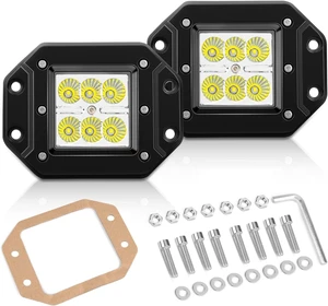 2PCS 18W Flood Beam LED Light Bar Pods Flush Mount Off Road Work, Backup, Fog & Driving Bumper Lamp for Truck, Tractor, SUV, UTV, ATV, Boats 2PCS 18W Flood Beam LED Light Bar Pods Flush Mount Off Road Work, Backup, Fog & Driving Bumper Lamp for Truck, Tractor, SUV, UTV, ATV, Boats