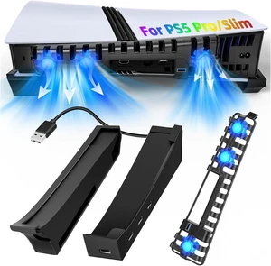 Horizontal Stand & Cooling Fan for PS5 Pro/Slim - Auto Fan Speed by Temperature, Controller Charger Station, 3 Fans & 2 USB 3.0 + 3 USB 2.0 Hub Horizontal Stand & Cooling Fan for PS5 Pro/Slim - Auto Fan Speed by Temperature, Controller Charger Station, 3 Fans & 2 USB 3.0 + 3 USB 2.0 Hub