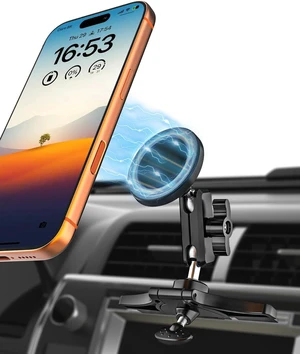 Magnetic CD Slot Car Phone Holder with Adjustable Aluminum Arm, [Driver and Passengers can Use] CD Player Mount for All iPhones & Android