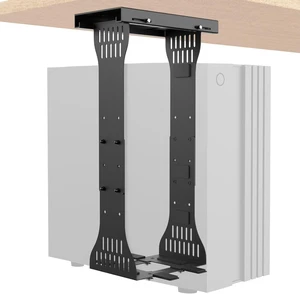 Adjustable Heavy-Duty Under-Desk PC Mount for Standing Desks Computer Tower Holder Supports Up to 90 lbs with Secure Locking, Black Adjustable Heavy-Duty Under-Desk PC Mount for Standing Desks Computer Tower Holder Supports Up to 90 lbs with Secure Locking, Black