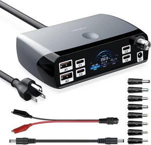 252W Charging Station 7 Ports (4 USB-C, 2 USB-A, 1 DC) with Adjustable 3.3V~24.5V (0~60W) DC Supply, LED Display, for iPhone, Laptops & Monitors 252W Charging Station 7 Ports (4 USB-C, 2 USB-A, 1 DC) with Adjustable 3.3V~24.5V (0~60W) DC Supply, LED Display, for iPhone, Laptops & Monitors
