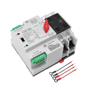 Mini ATS Automatic/Manual Transfer Switch, 63A 110V Solar Dual Power Over/Under Voltage Switch 50/60Hz, Grid to AC Generator (2Pole) Mini ATS Automatic/Manual Transfer Switch, 63A 110V Solar Dual Power Over/Under Voltage Switch 50/60Hz, Grid to AC Generator (2Pole)