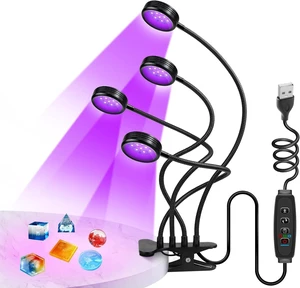 20W UV Light with USB 395nm~405nm Dimmable Portable Gooseneck Clamp Black Light, UV Lamp with Clip for Glue Resin Curing, Gel Nail & Resin Art 20W UV Light with USB 395nm~405nm Dimmable Portable Gooseneck Clamp Black Light, UV Lamp with Clip for Glue Resin Curing, Gel Nail & Resin Art