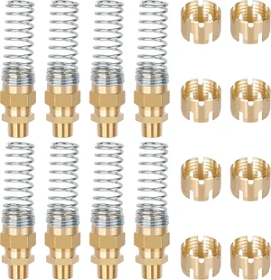 8PCS Brass DOT Air Brake Hose End Fittings, 1/2 Hose x 1/2 Male Connector with Spring Guard, Air Brake Line Repair Fittings with 8 Pack Sleeve Tubes 8PCS Brass DOT Air Brake Hose End Fittings, 1/2 Hose x 1/2 Male Connector with Spring Guard, Air Brake Line Repair Fittings with 8 Pack Sleeve Tubes
