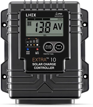 Waterproof Solar Charge Controller, 10A PWM Panel Regulator with Temp Sensor & Backlit LCD, 12V/24V for LiFePO4, AGM, Gel, Flooded & Lithium Battery Waterproof Solar Charge Controller, 10A PWM Panel Regulator with Temp Sensor & Backlit LCD, 12V/24V for LiFePO4, AGM, Gel, Flooded & Lithium Battery